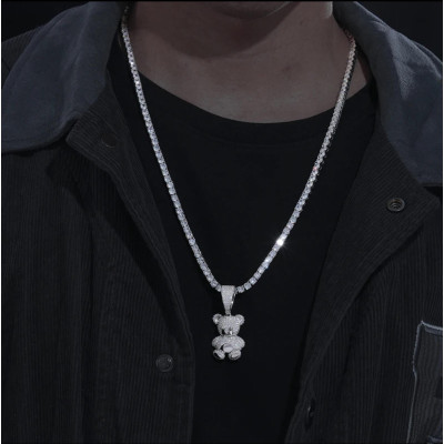 Pendentif Petit Ours, Argent Sterling 925 Sertie VVS1.